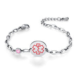 MD1576-QR Birthstone QR Code Medical ID Stainless Bracelet