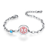 MD1576-QR Birthstone QR Code Medical ID Stainless Bracelet