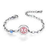 MD1576-QR Birthstone QR Code Medical ID Stainless Bracelet