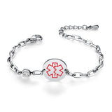 MD1576-QR Birthstone QR Code Medical ID Stainless Bracelet