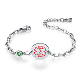 MD1576-QR Birthstone QR Code Medical ID Stainless Bracelet