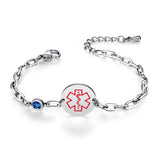 MD1576-QR Birthstone QR Code Medical ID Stainless Bracelet