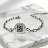 MD1576-QR Birthstone QR Code Medical ID Stainless Bracelet
