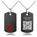 MP0161BK-QR Smart QR Code Medical ID Dog Tag Necklace