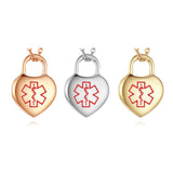MP0263-Charm Stainless Steel Medical ID Heart Charm ~ Custom Engrave
