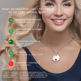 MP0270-AB-QR Stainless Silver Abolone Medical ID Necklace With QR Code