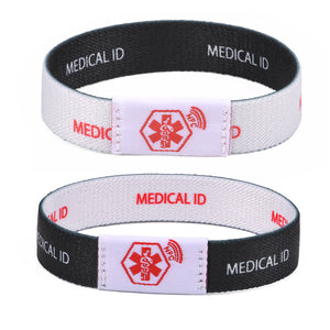 NFC021 NFC Woven Adult 2 Sided Black & White Medical ID Bracelet