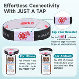 NFC021 NFC Woven Adult 2 Sided Black & White Medical ID Bracelet