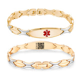 QR0337-G Gold Stainless Steel Sleek Link Medical Id Bracelet With QR Code