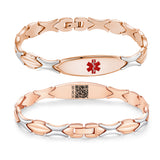 QR0337-RG Rose Gold Stainless Steel Sleek Link Medical Id Bracelet With QR Code