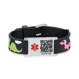 MD-QR-SILC 10 Prints Child Youth Silicone Medical ID Bracelet With QR Code