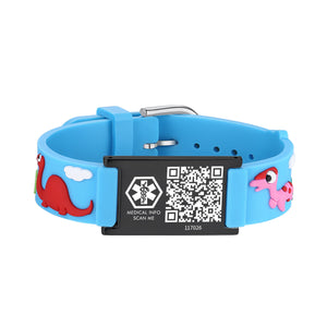 MD-SILC-QR 15 Prints Child Silicone Medical ID Bracelet With QR Code & Custom Engrave