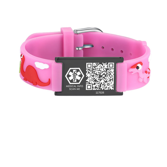 MD-SILC-QR 15 Prints Child Silicone Medical ID Bracelet With QR Code & Custom Engrave