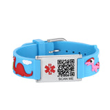 MD-QR-SILC 10 Prints Child Youth Silicone Medical ID Bracelet With QR Code