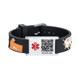 MD-QR-SILC 10 Prints Child Youth Silicone Medical ID Bracelet With QR Code