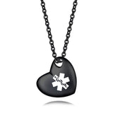 SP0056 Medical ID Stainless Puffy Heart Necklace ~ Custom Engrave