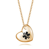 SP0056 Medical ID Stainless Puffy Heart Necklace ~ Custom Engrave