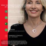 SP0167S-MOP-QR Stainless Silver Heart Mother of Pearl Medical ID Necklace With QR Code