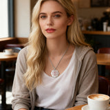 SP0168-QR Stainless Steel Silver Flower Medical ID Necklace With QR Code