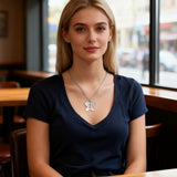 SP0169-QR Stainless Steel Silver Butterfly Medical ID Necklace With QR Code