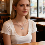 SP0171-QR Stainless Steel Silver Star Medical ID Necklace With QR Code