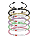 MD-1480 CUSTOM ENGRAVE 5 Colors! Stainless Adjustable Braided Rope Medical ID Bracelet