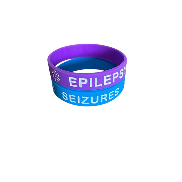 SIL-08 Kid/Youth/XS Adult Epilepsy & Seizures Silicone Bracelet Set 3 Color Choices!