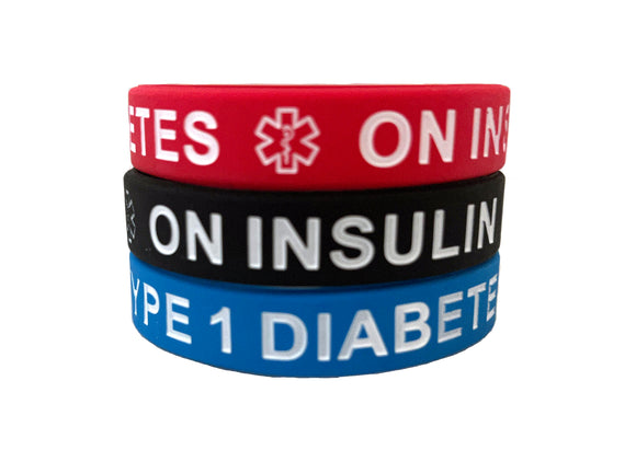 SIL-02 Child Youth Type 1 Diabetes On Insulin Silicone Bracelet