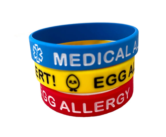 SIL-31 Kids Youth Egg Allergy Medical Alert Silicone Bracelet 3 Pc. Set