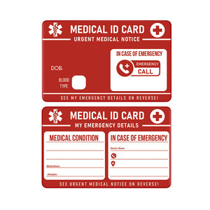 V2 - Red Aluminum Medical ID Wallet Card ~ Custom Engrave