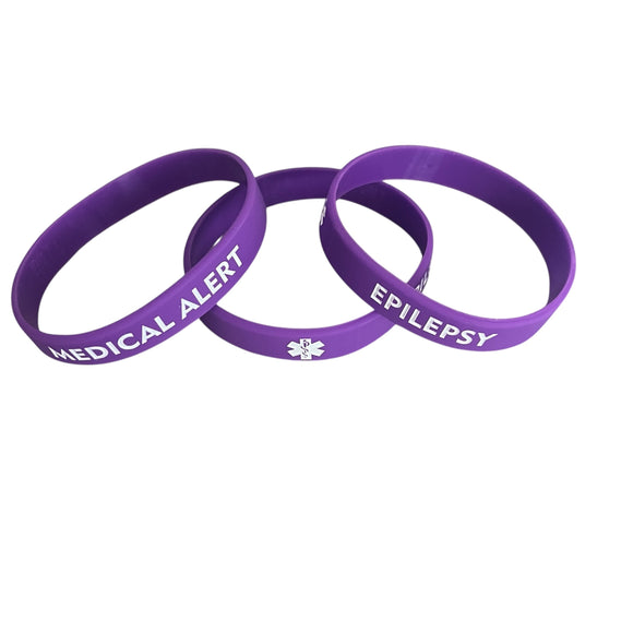 SIL-05 Epilepsy Silicone Bracelet Purple Lot of 3