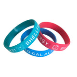 SIL-38 Kids Youth Shellfish Allergy Medical Alert Silicone Bracelet Lot of 3