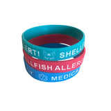 SIL-38 Kids Youth Shellfish Allergy Medical Alert Silicone Bracelet Lot of 3