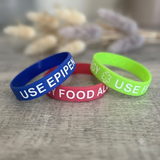 SIL-14  Child/Youth Food Allergy Use Epipen Silicone Bracelet Set