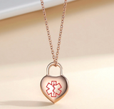 MP0263 Stainless Steel Medical ID Heart Charm Necklace ~ Custom Engrave