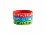 SIL-21 Kids/Youth Tree Nut Allergy Use Epipen Silicone Bracelet 3 Pc. Set