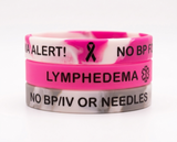 SIL-B-SWL Lymphedema Alert No Bp/IV/Needles Silicone Bracelet