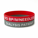 SIL-30 Dialysis Patient No Bp/IV/Needles Silicone Bracelet Set of 2