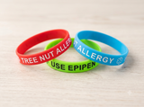 SIL-21 Kids/Youth Tree Nut Allergy Use Epipen Silicone Bracelet 3 Pc. Set