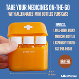 ALL-BTCASE Allermates Travel Size Bottles for Medicines (Liquid or Pills) Carrying Case - 3 Pack