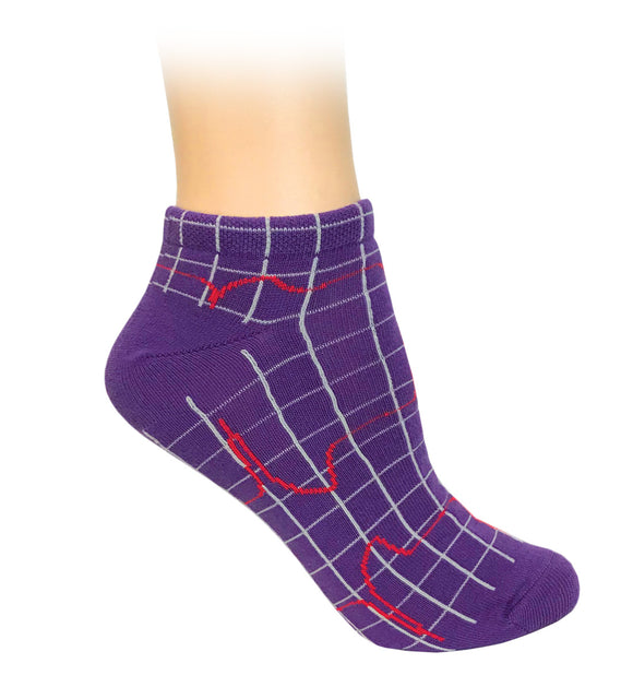 377-HPU Purple EKG Fashion Anklet Socks