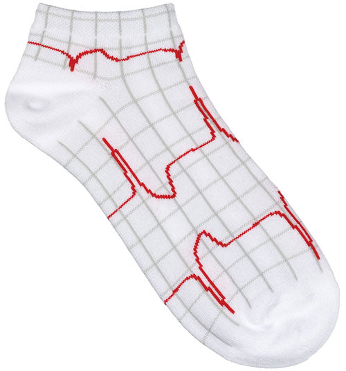 377-HRB White EKG Fashion Anklet Socks