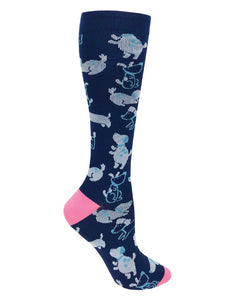 386-PPN Puppy Party on Navy 15-18mmHG Compression Socks