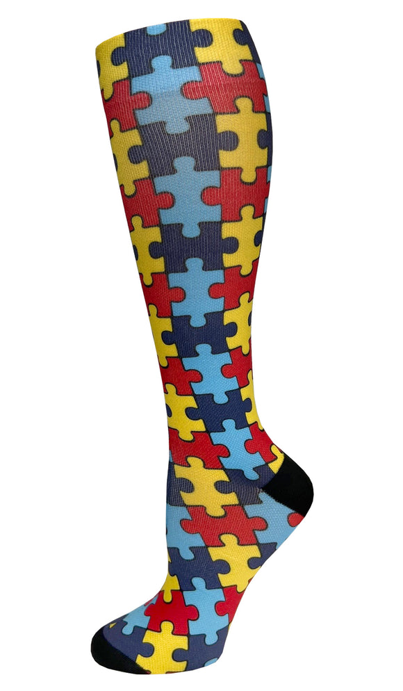 387-AUT Autism Awareness 15-20mmHG Soft Compression Socks