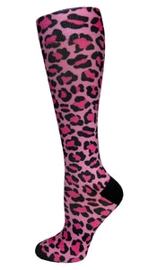 387-LHP Leopard Print Hot Pink 15-20mmHG Soft Compression Socks