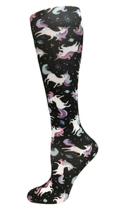387-UNB Unicorn Black 15-20mmHG Soft Compression Socks