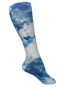 387T-BIC Tie Dye Blue Ice 15-20mmHG Soft Compression Socks