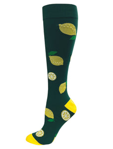 399-LMG Large Calf Compression Socks Lemons on Green