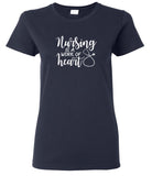 811-WHN Nursing is Work of Heart T Shirt Navy
