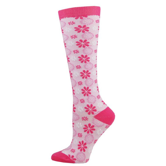 TM94516 Pink Flower 8mmHG Compression Socks